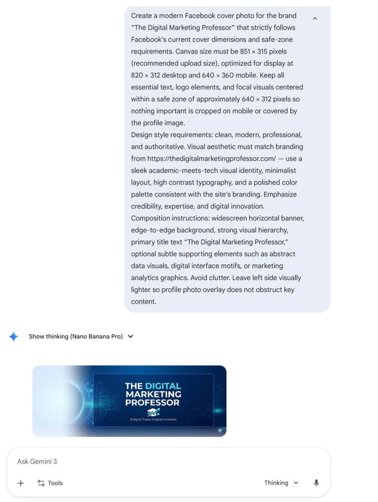 The Digital Marketing Professor Cover Photo in Gemini