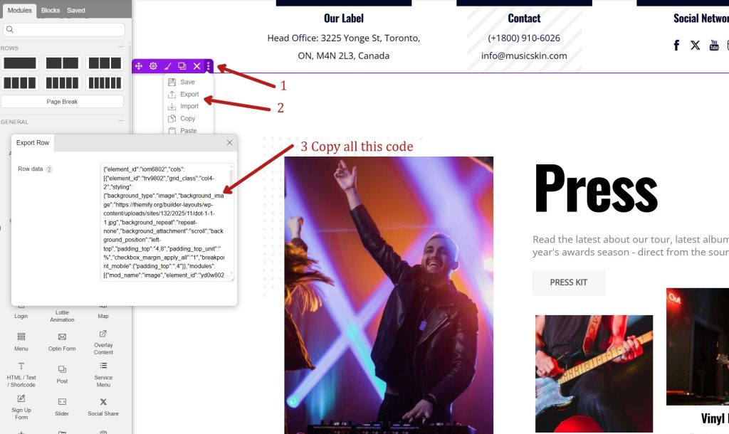 Export the press section