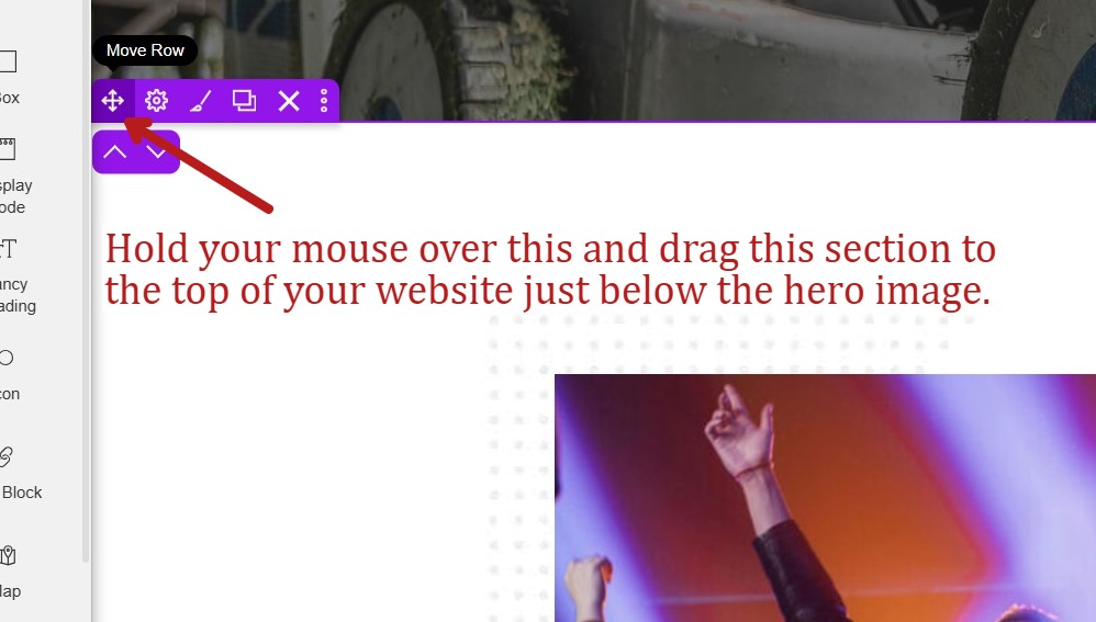 Move press section to the top