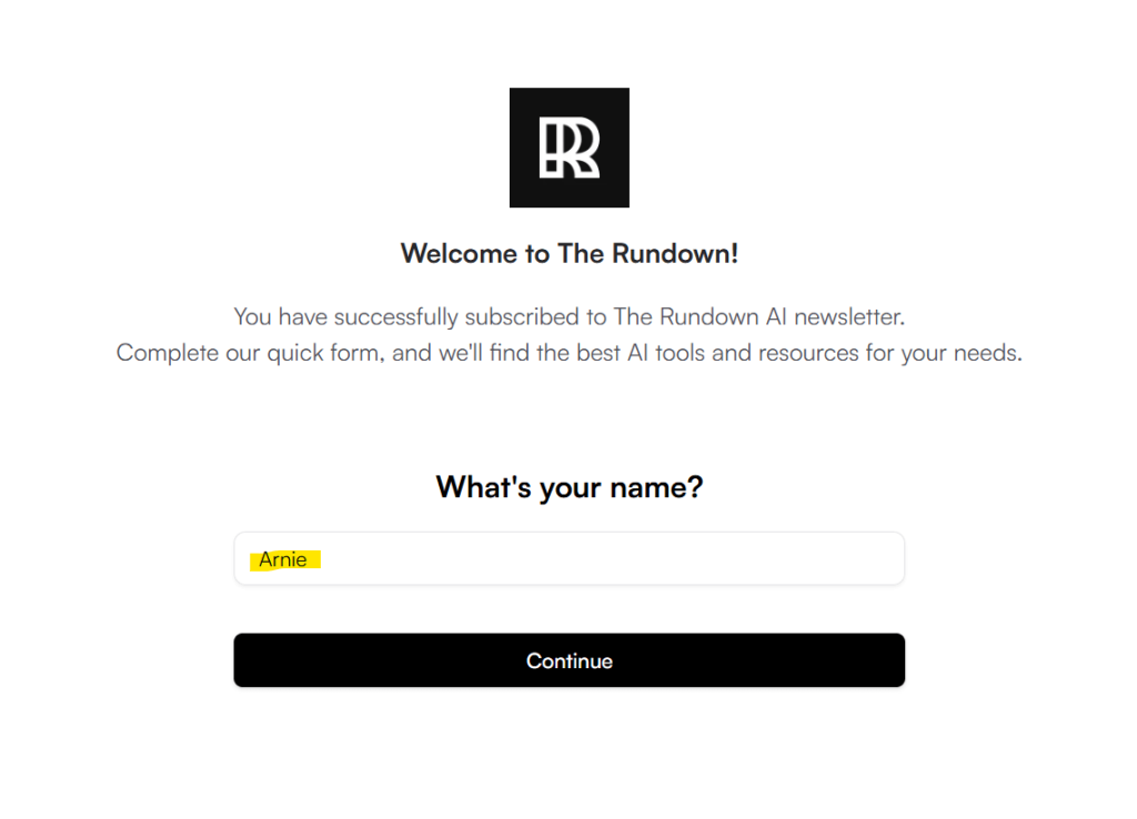 3 Set up Rundown AI - Enter Name