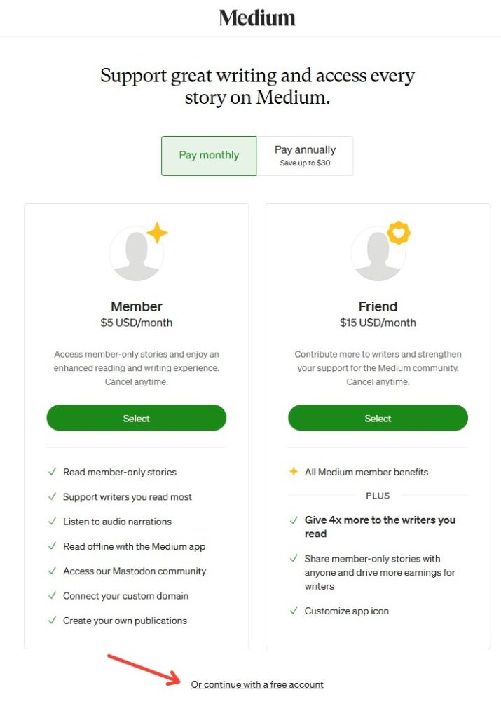 3 Continue With Free Account