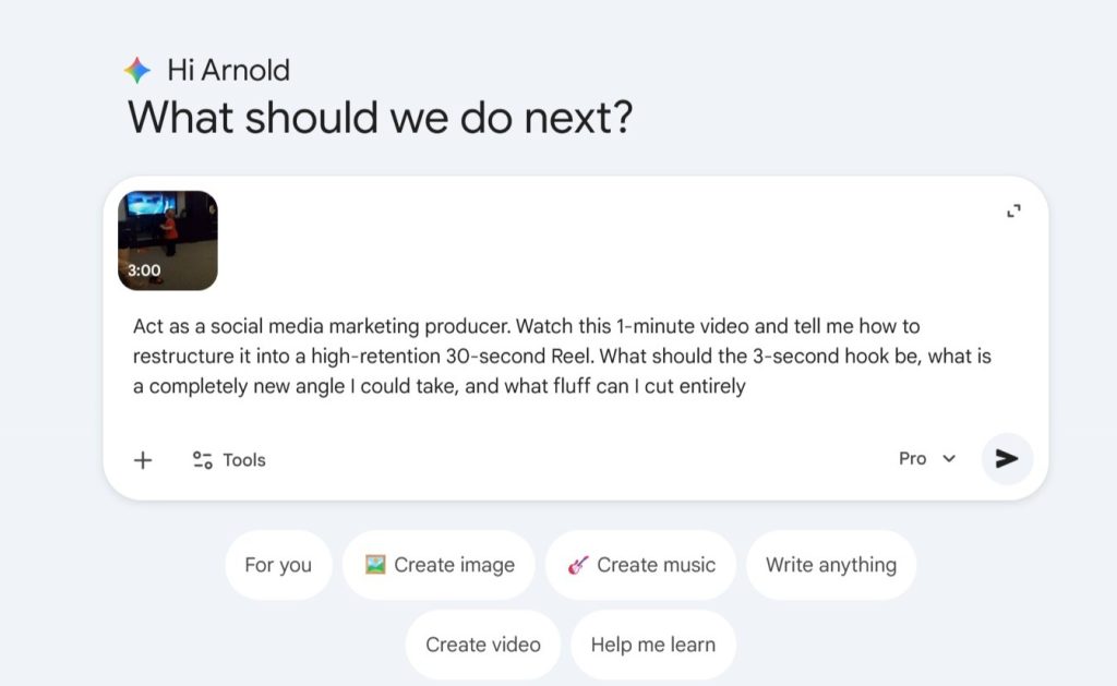 Prompt to watch video and get ideas